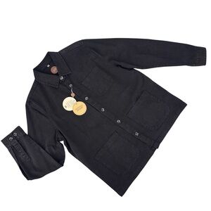 Common People NWT Black Hop Garment Dye Long Sleeve Oversize Shirt, Small